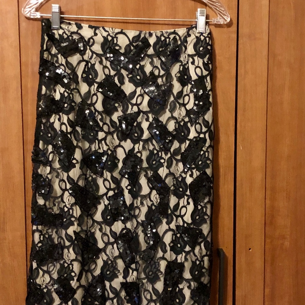 Exquisite handmade black sequin skirt